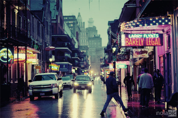  Bourbon Street in the French Quarter of New Orleans