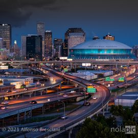 New Orleans Skyline at Twilight with Superdome